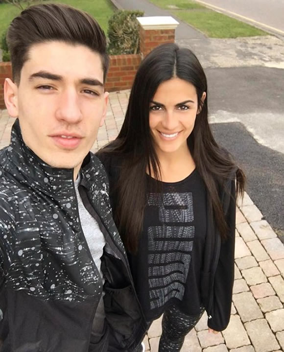 Hector Bellerin all smiles with his stunning girlfriend ahead of