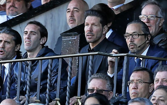 Simeone forced to watch from the stands