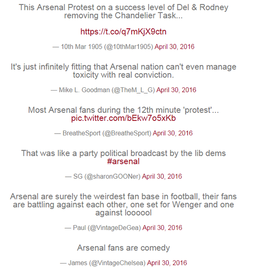 Twitter reacts to 'Wenger out' Arsenal fan protest fail
