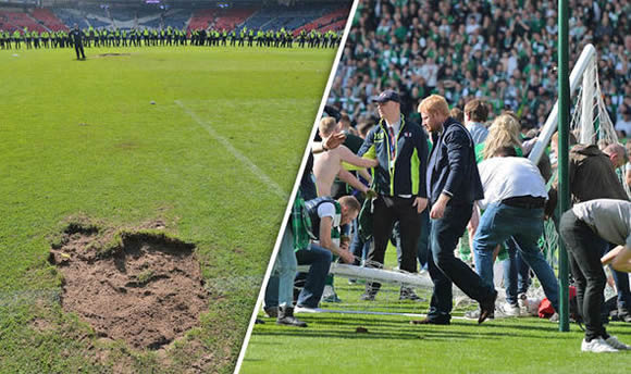 Hibs brand ugly pitch invasion 'unacceptable' as cup glory is spoiled amid investigation
