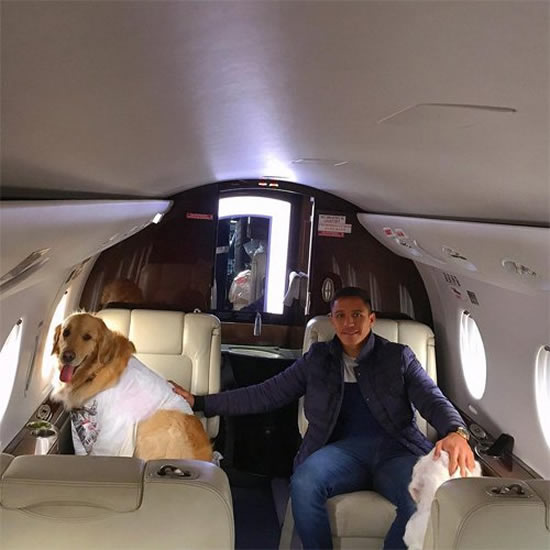 Arsenal’s Alexis Sanchez jets off to Chile with his golden retrievers