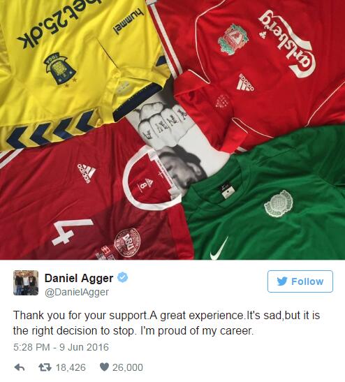 Steven Gerrard pays classy tribute to Daniel Agger as former Liverpool ace retires