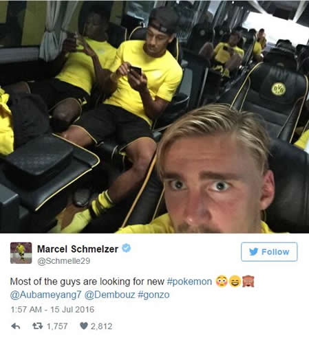 CAUGHT OUT Pokemon Go: Bemused Marcel Schmelzer posts picture of all of his Borussia Dortmund team-mates engrossed in mobile game