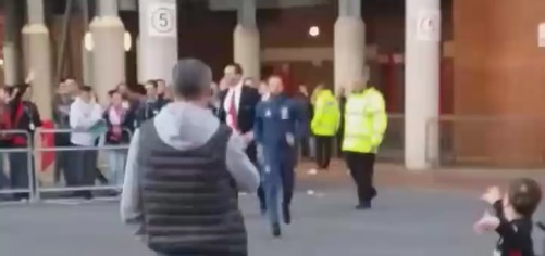 Class: Juan Mata ran to meet a disabled Man United fan before the Stoke game