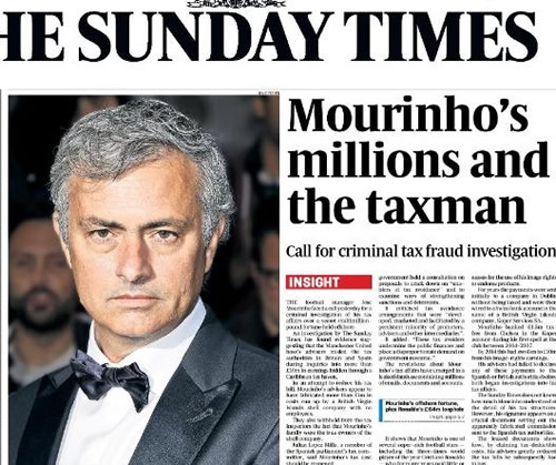 Man United boss Jose Mourinho set to be the focus of a tax fraud investigation