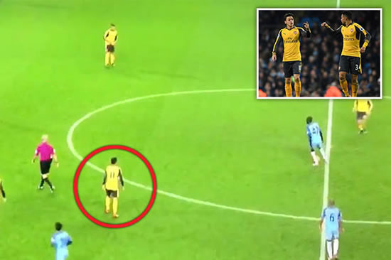 Arsenal fans rage after this clip of Mesut Ozil’s defending against Man City goes viral