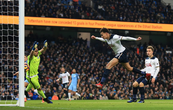Manchester City 2 - 2 Tottenham Hotspur: Manchester City stunned by Tottenham revival as ref snubs Sterling penalty claim