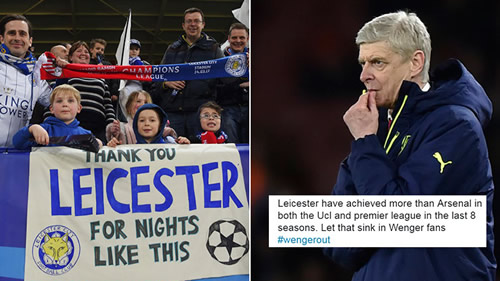 Arsenal trolled as Leicester City reach the quarter-finals of the Champions League