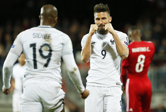Luxembourg 1 - 3 France: Olivier Giroud nets twice as France edge past battling Luxembourg