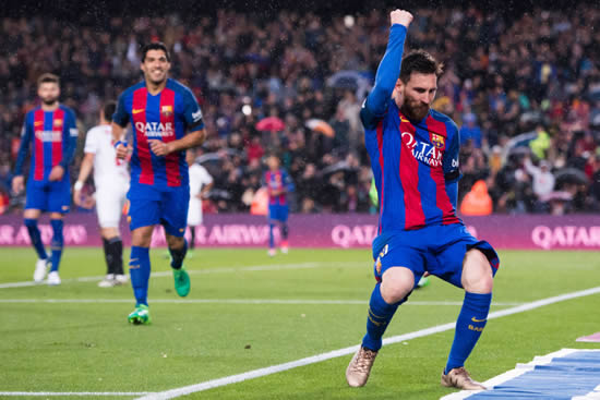 Barcelona 3 - 0 Sevilla: Messi at the double as Barcelona's first-half masterclass downs Sevilla
