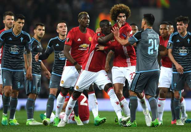 Manchester United 1 Celta Vigo 1 (2-1 agg): Mourinho's men squeeze through to Europa League final as tempers flare