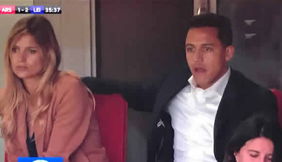 Alexis Sanchez reacts to Arsenal's 4 - 3 win over Leicester City