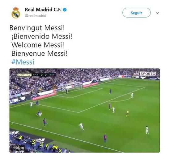 Real Madrid announce Messi after social media accounts hacked