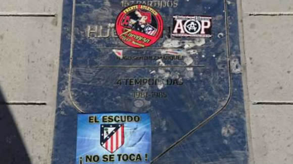 Hugo Sanchez's commemorative plaque at the Wanda vandalised