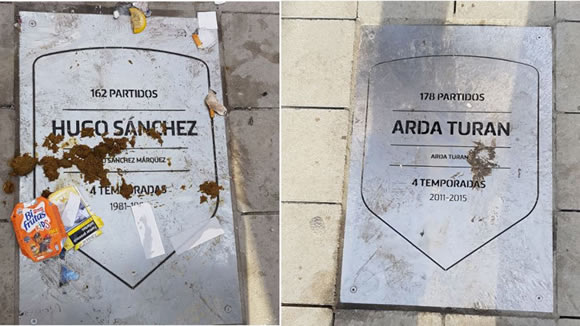 Hugo Sanchez's commemorative plaque at the Wanda vandalised