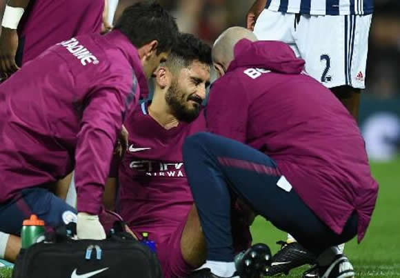 Ilkay Gundogan limps off for Manchester City during win over West Brom