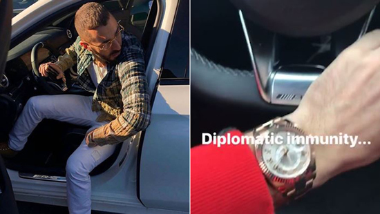 Benzema shows off his car, gold watch and 'diplomatic immunity'