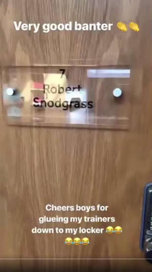 Aston Villa star Robert Snodgrass pranked by team-mates with trainers super-glued to locker