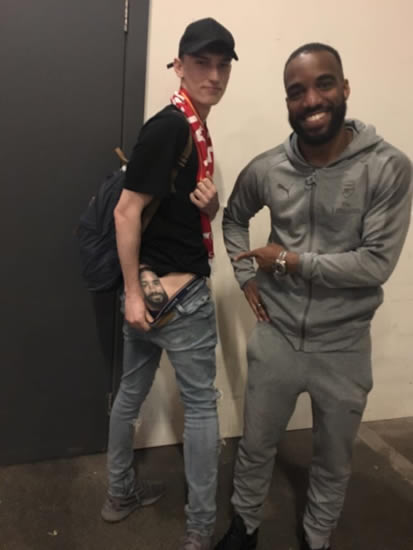 Alexandre Lacazette invited fan who tattooed his face on his bottom to Arsenal's 4-1 win over West Ham