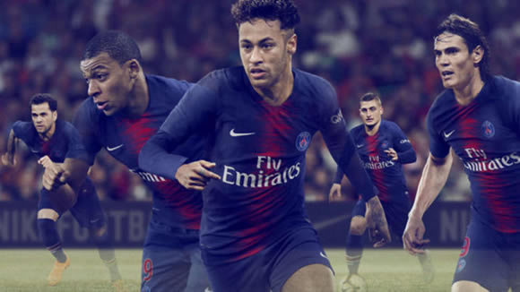 Neymar models next season's PSG shirt