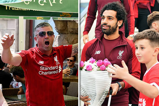 Liverpool fans turn Kiev RED as club legends take selfies with supporters