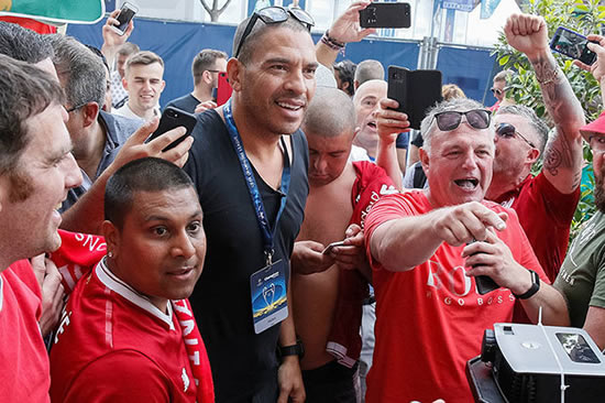 Liverpool fans turn Kiev RED as club legends take selfies with supporters
