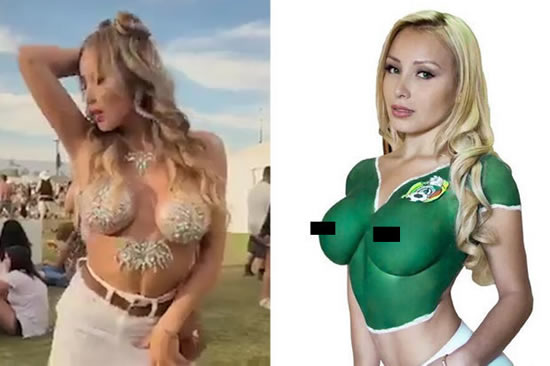 Playboy model celebrates Mexico win with topless snap