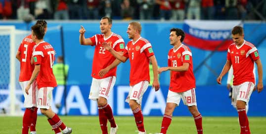 Russia 3 Egypt 1: Salah strikes but hosts right on course for last 16