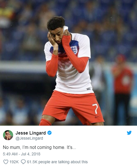 England's Jesse Lingard phones home: 'No mum, I'm not coming home...'