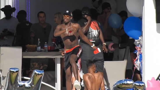 Paul Pogba celebrates World Cup win with bikini babes as Manchester United ace dances and sucks on balloon at LA pool party