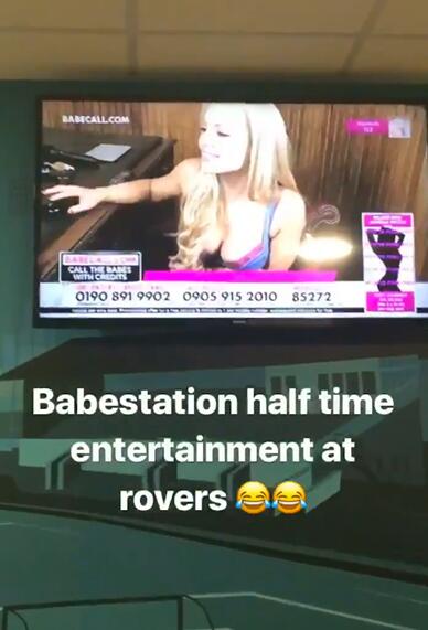 Bristol Rovers show Babestation on TVs at half-time of Carabao Cup tie after someone gets hold of remote