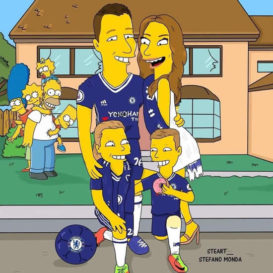 John Terry becomes latest player to be sketched as Simpsons character and wife Toni is delighted