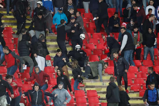 Red Star fans clash with cops in stands ahead of Liverpool match as tensions rise in Champions League
