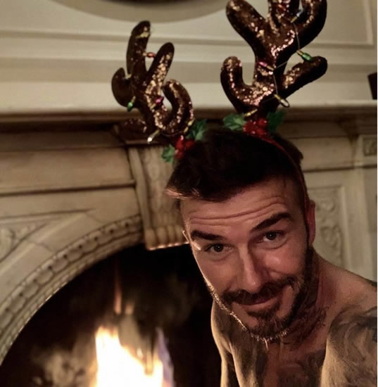 David Beckham shares topless Christmas snaps and sends fans into meltdown