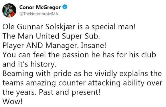 Conor McGregor reveals love for Man Utd, why he wants Solskjaer to get full-time job and how he bought infamous grey kit