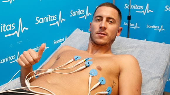 How Eden Hazard's 'dad bod' compares to ripped Ronaldo and Bale in Real Madrid's traditional pre-transfer medical photo