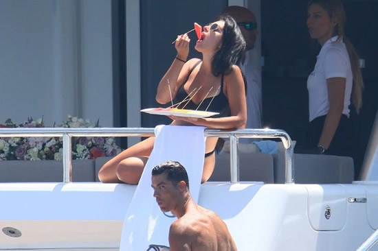 Georgina Rodriguez stuns in tiny bikini while playing with partner Cristiano Ronaldo and kids on luxury yacht during France family holiday