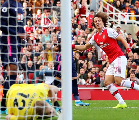 Arsenal 1-0 Bournemouth: David Luiz heads in to put Gunners third