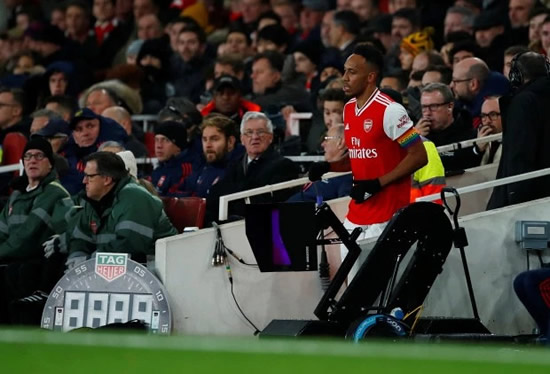 Arsenal fans furious as Aubameyang leaves pitch for toilet break with Gunners chasing a goal against Brighton