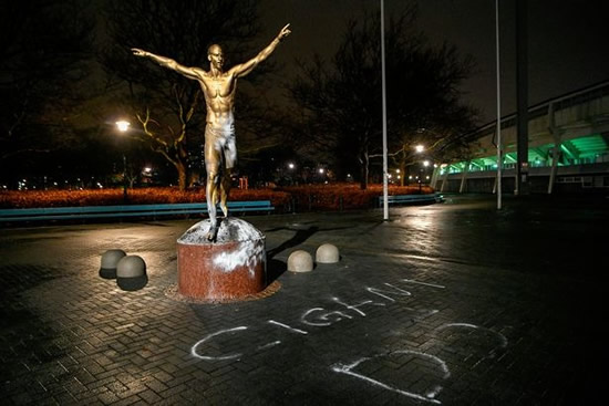 Vandals launch new attack on Zlatan Ibrahimovic statue - by trying to saw off feet