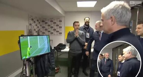 Gary Neville Hilariously Gatecrashed Jose Mourinho's Interview After David De Gea's Howler