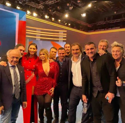 Wanda Nara shows off cleavage in plunging red dress in last 2019 episode of Italy’s version of Match of the Day