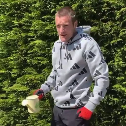 Jamie Vardy turns green fingers as wife Rebekah shows Leicester ace at work in his garden