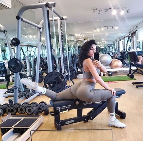 Georgina Rodriguez posts outrageous selfie of bum in skin-tight gym pants and crop top as Ronaldo’s partner works out