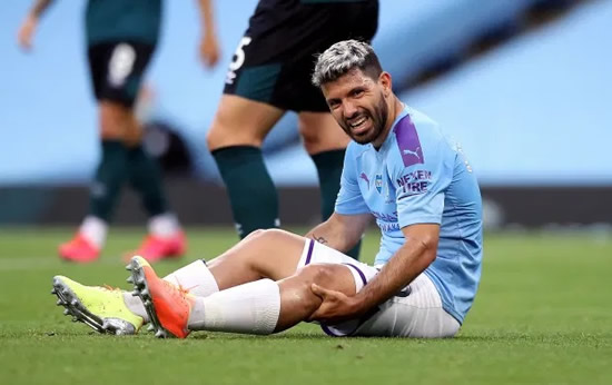 'ALL WENT WELL' Sergio Aguero pictured in hospital bed after emergency knee surgery as Man City star thanks fans for support