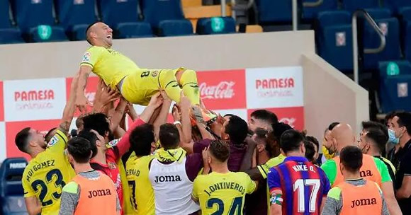 Arsenal legend Santi Cazorla given hero’s farewell by Villarreal as team-mates throw him in up air after last ever game