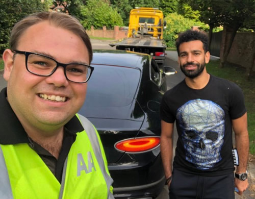 Mohamed Salah suffers puncture driving £160k Bentley Continental GT with Liverpool star saved by AA while on side of M6