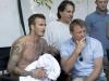 Towel‘s about that? ... a near-naked Becks looks over filming