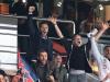 Goal-den moment ... David, Brooklyn and PSG player Lucas Moura jump to their feet