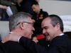 West Brom manager Steve Clarke greets Sir Alex Ferguson before the match begins